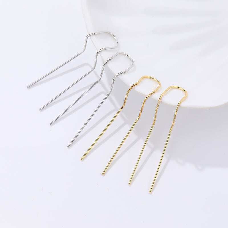 Women's Personalized Fashion Sterling Silver Tassel Hanging Earrings