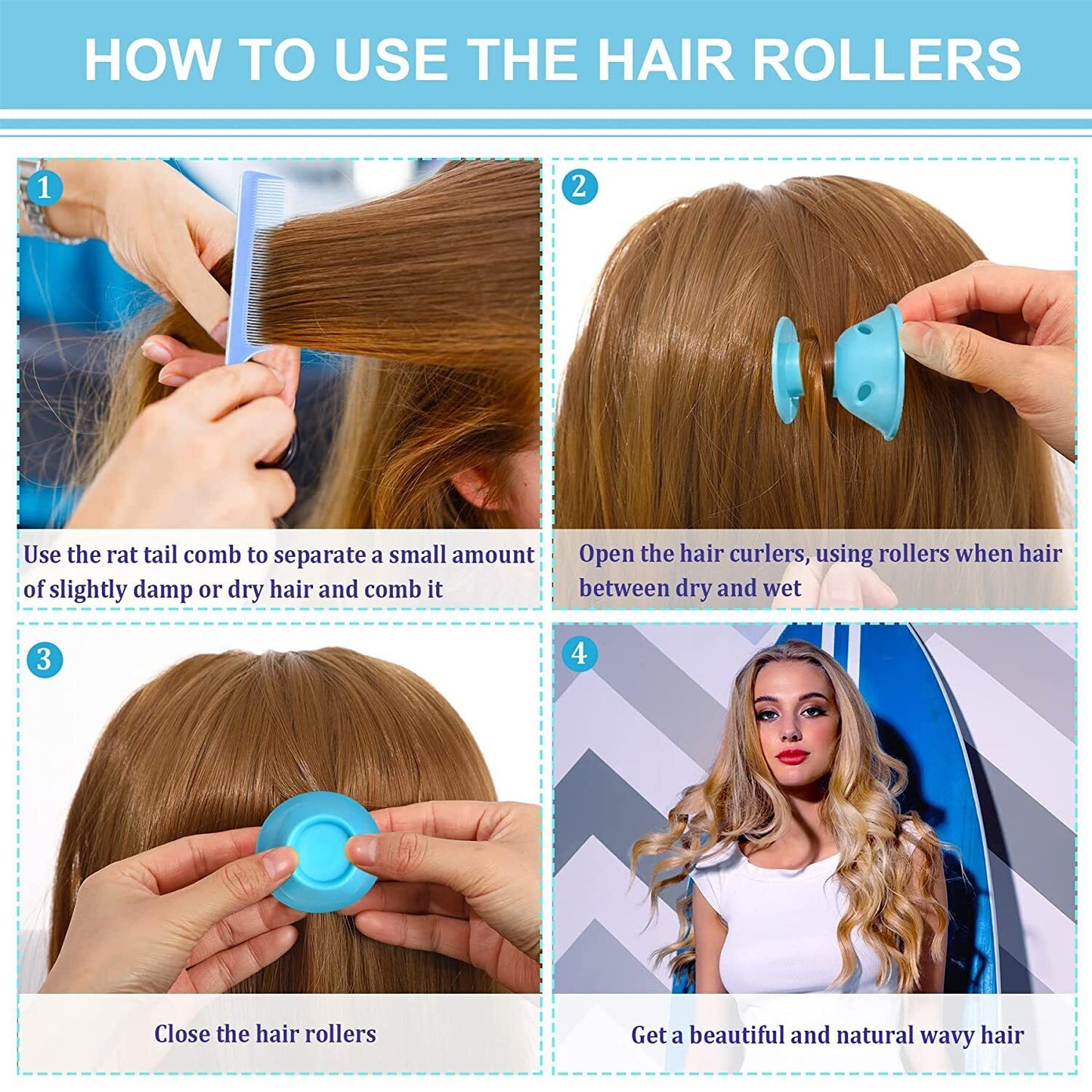 40pcs Magic Silicone Hair Rollers Heatless Curling Rod Headband DIY Hair Styles S L Random Color