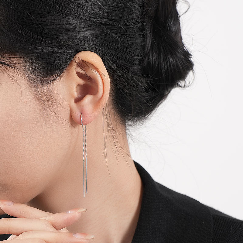 Women's Personalized Fashion Sterling Silver Tassel Hanging Earrings